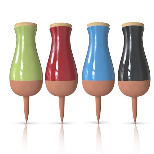 SmartiLiving Drip Irrigation Stakes - Extra Large Improved Drip Easy-Refill 4 Week Waterer System with Large Reservoir Bulbs - Automatic Self-Watering Device for Indoor & Outdoor Plants