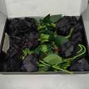 15Pcs Black Roses Artificial Flowers Fake Roses Long Stem Velet Rose Silk Flowers for Home Wedding Decoration (Round Rose,Black)