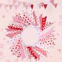 Bememo 33ft Triangle Bunting Banner, Valentine's Day Bunting Cotton Fabric Flags Pennant Garlands for Galentine's Day Birthday Wedding Baby Shower Home Outdoor Garden Decorations