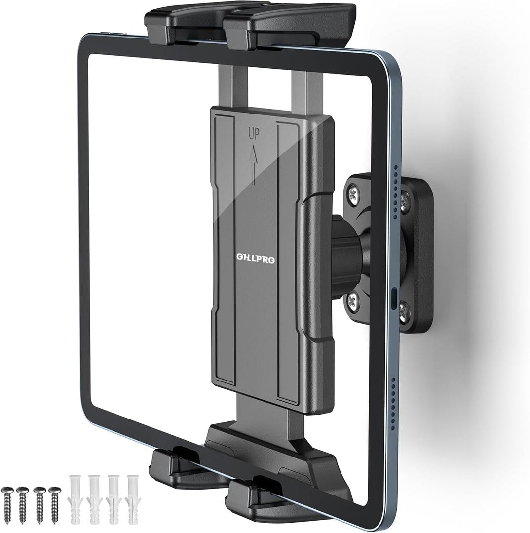 OHLPRO Universal Tablet Wall Mount Holder for 4.7-13 inch Tablet Smartphone eReader, 360 Adjustment Compatible with iPad, iPhone, Kindle Fire HD, Galaxy Tab, Switch, Drilled Screw Mounting