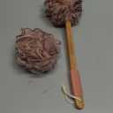 Toem Loofah Back Scrubber for Shower | Bamboo Charcoal Fiber Infused | Loufas for Men & Women | Includes 1 Long Handled Shower Sponge, 1 Bath & Shower Luffa Pouf & 1 Hook to Hang Stuff (Rose Pink)