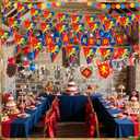 Breling 5 Pcs Medieval Party Decorations Medieval Knight Birthday Party Decorations Castle Banner Felt Ball Garland Stone Wall Armors Shield Helmets Banner Knight Supplies