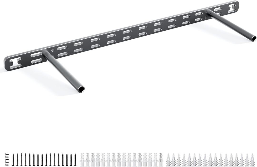 1pc Floating Shelf Bracket Heavy Duty,Decorative Floating Shelf Hardware Hidden Black Metal Fireplace Mantel Brackets (22"X8"X1.0" Without Tools)