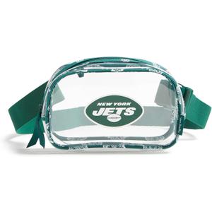 Women's Clear Nfl Small Belt Bag (Multiple Teams Available) (Gotham Green/White Bandana with New York Jets)