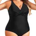 Yonique Plus Size Swimsuit One Piece Bathing Suits for Women Tummy Control Slimming Swimwear (Black)