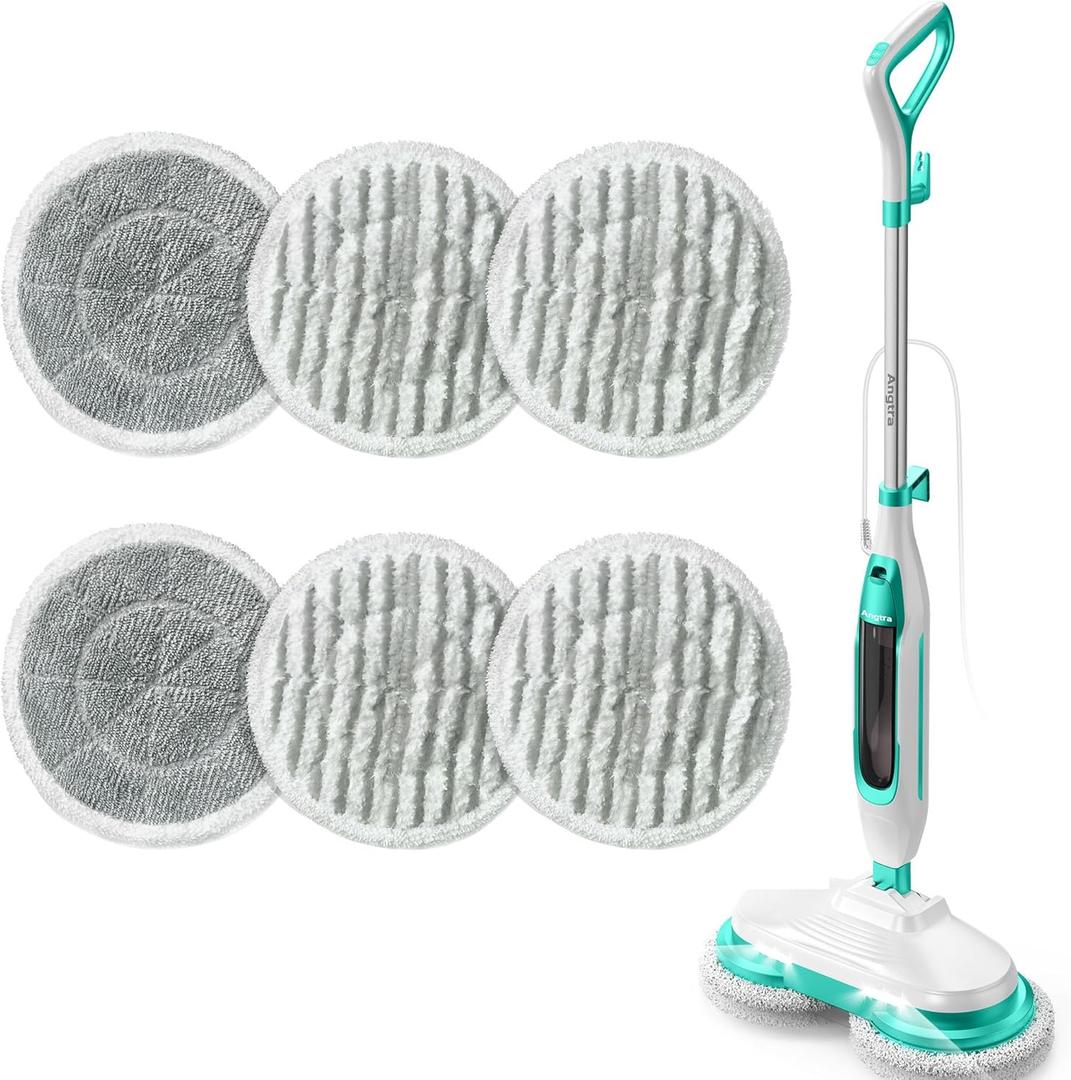 6 Pack Steam Mop Replacement Pads For Angtra FS07 Steam Scrub All-In-One Scrubbing Steam Mop Soft Scrub Washable Pads