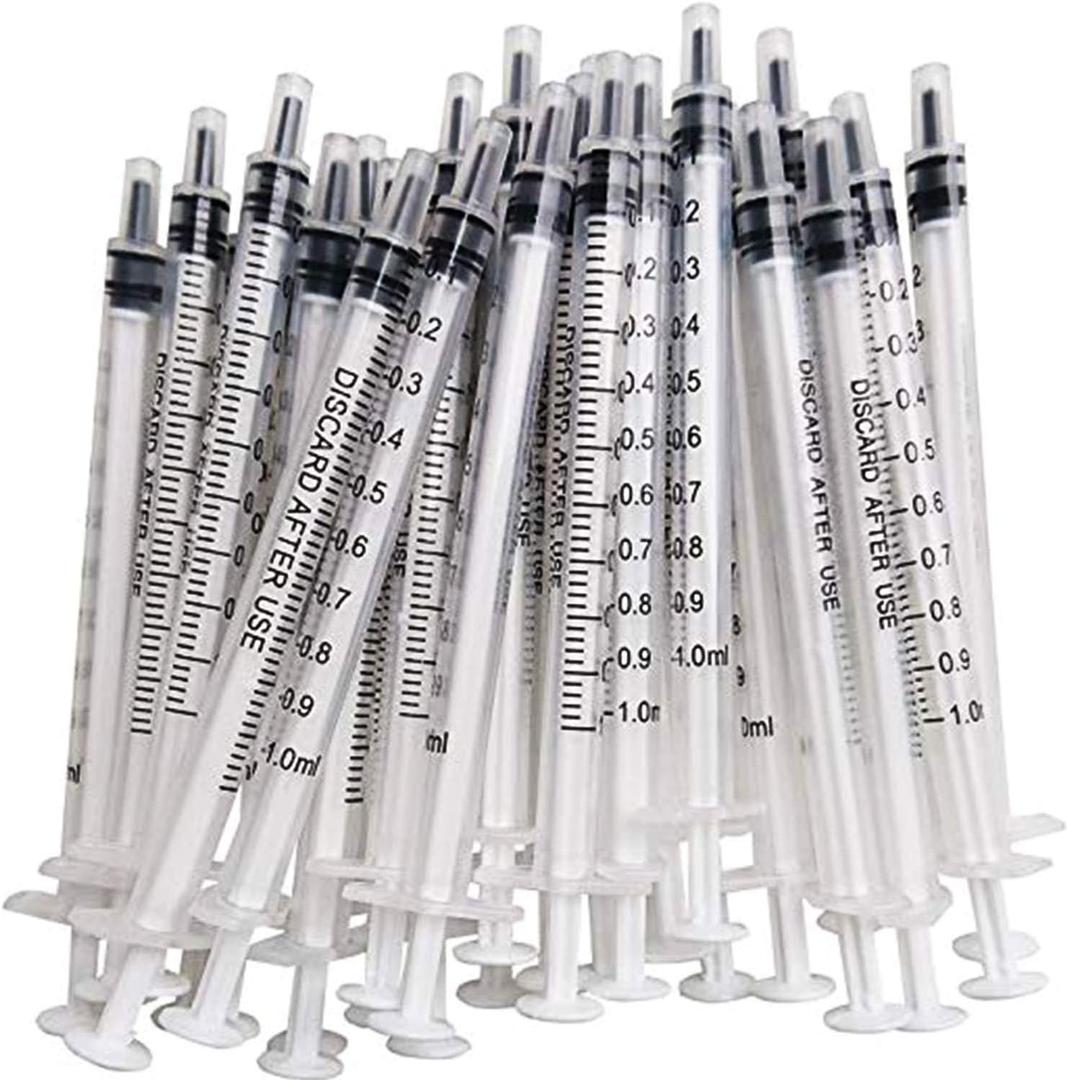 100PCS 1ml 1cc Syringe No Needle Plastic Syringe for Pets Oral, Refilling, Oil or Glue Applicator, Measuring or Transfering Tiny Amount of Liquids, Without Cap