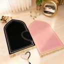 Drydiet 2 Pcs Muslim Couple Prayer Rug Set Heart Design with 2 Pcs Prayer Beads Islamic Muslim Gift Pink and Black Travel Mat Soft Velvet Mat for Couple Women Men Ramadan Eid Wedding Birthday