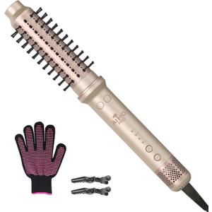 1.5 Inch Auto Rotating Curling Brush, Spinning Heated Thermal Round Brush Volumizer, 3 in 1 Ionic Hair Brush Styler for Long Medium Hair, 3 Temp Settings, 30S Fast Heat-Up, Dual Voltage