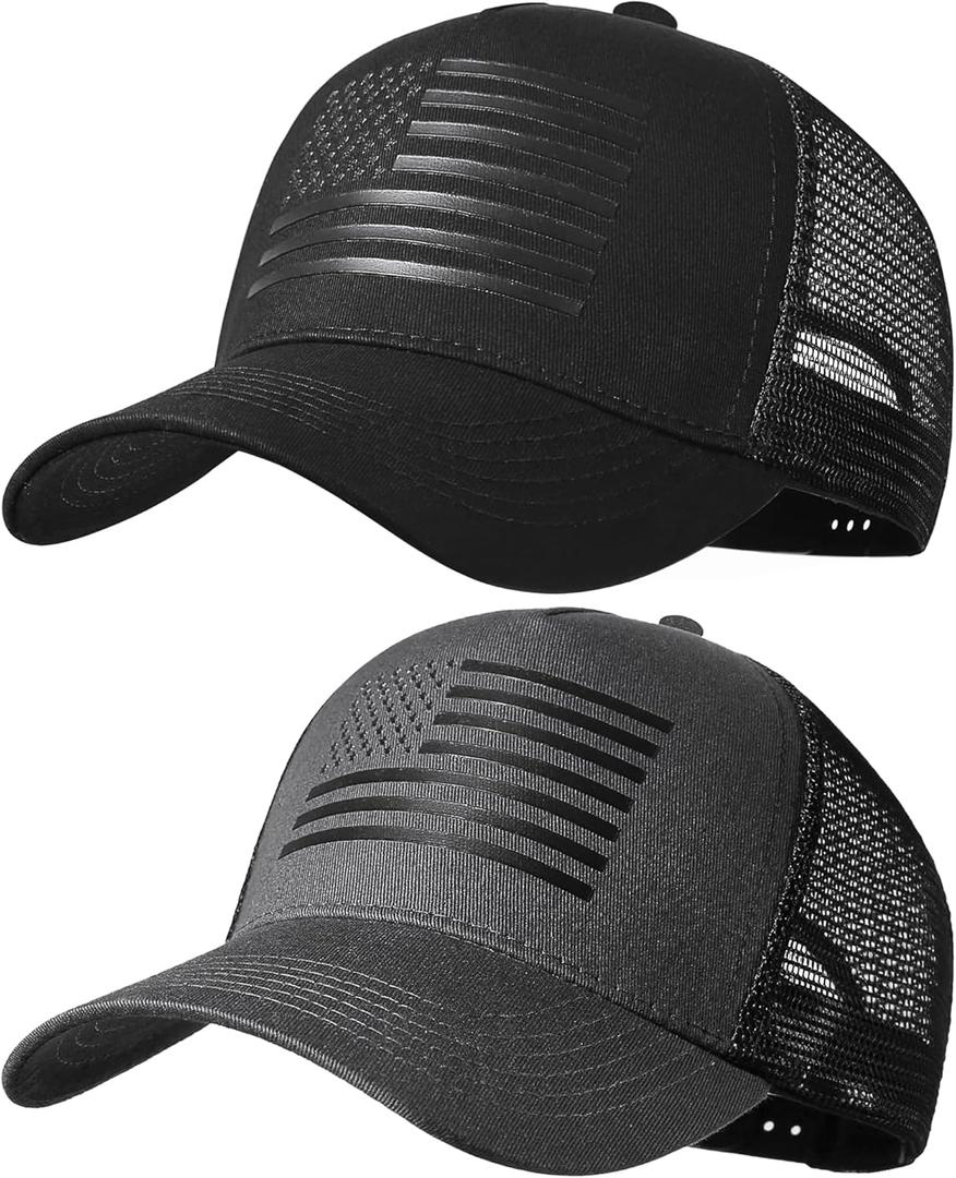 American Flag Trucker Hat,USA Hat for Men Women Snapback Baseball Cap Adjustable Breathable Mesh Side Durable Hats