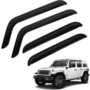 Wrangler JL Rain Guards - Window Visors for Jeep Wrangler JL 2018-2026, Out-Channel Side Window Rain Guards for Wrangler JL Accessories, 4PCS, Black, Car Accessories
