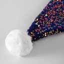 3 x BELISHMIE Golden Sparkling Sequin Santa Hat for Adults Christmas Holiday Party Accessory, Plush Fur Trim, Festival Headwear (Blue)