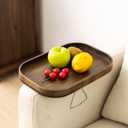Couch Arm Table, Bamboo Sofa Armrest Tray Table Clip, Double Hinge Couch Arm Tray Clip on Side Table for Home, Arm Rest Table for Small Spaces for Eating and Drink (Ellipse)