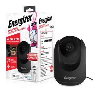 Energizer Smart 1080p Indoor Pan & Tilt Wired Camera, Motion Tracking, Two-Way Conversation, Night Vision, Instant Notifications, Works with Google Home and Alexa, Night Vision, Black
