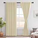 Hiasan Room Darkening Curtains 84 inches Long, Light Blocking Thermal Insulated Rod Pocket & Back Tab Drapes Sewn with Tiebacks for Nursery Bedroom Dining Living Room, 52" Wide, Light Beige, 2 PC