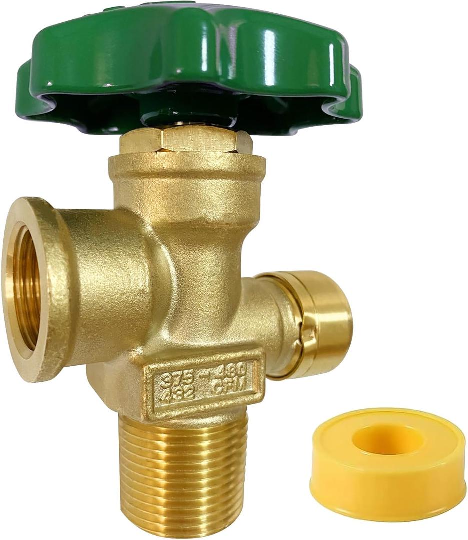 Propane Tank Adapter, 100LB Propane Vapor Tank Service Valve Coupler, Tank Service Valve (POL Connection, 3/4 Male NPT, Heavy Handle) - Fits for Grills, Heaters, RVs, Fryers & Outdoor Propane Setups.