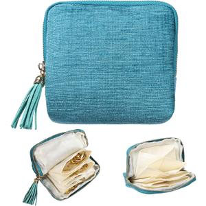 Tucnoeu 5-Layer Jewelry Pouch with Zipper, Small Travel Jewelry Case, Mini Travel Jewelry Bag for Rings, Bracelets, & Bangles with Tassel Zipper, Anti-Scratch & Portable Jewelry Bag