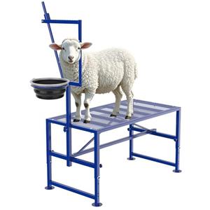 Goat Stand for Milking with Feed Bin, 600LBs Goat Milking Stand for Sheep Trimming Hoof, Use for Livestock, Iron Blue, Adjustable Size