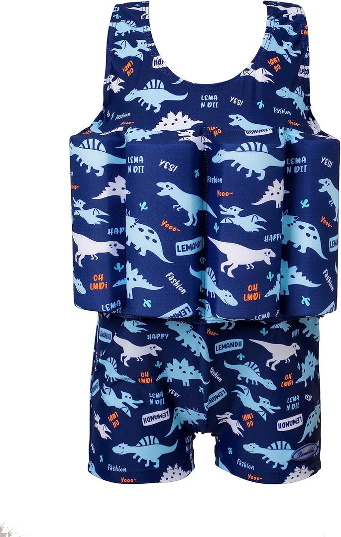 Baby Kids One-Piece Swimsuit with UPF 50+ Sun Protection for Beach, Pool & Summer Play for Boys Girls (5-6 Years, Blue Dinosaur)