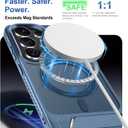 2 x Janmitta Magnetic for Samsung Galaxy S26 Ultra/S25 Ultra Case Built in Invisible Kickstand,with Screen Protector+Wrist Strap,Fit for MagSafe,Translucent Slim Translucent Matte Phone Cover,Navy Blue