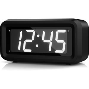 KWANWA Kids Alarm Clock, White LED, Battery, Auto-Night Mode, 12Hr/24Hr, Small, Travel, Bedside, Wall-Mount/Table-top, Easy to Read