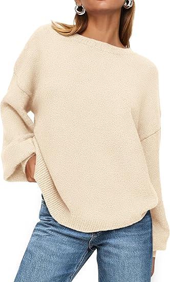 PRETTYGARDEN Women's 2026 Fall Sweaters Casual Crew Neck Long Sleeve Pullover Tops Ribbed Knit Loose Fit Winter Clothes, medium