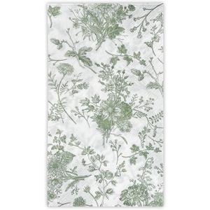 WRAPAHOLIC 50Pcs Sage Green Floral Guest Napkins - Guest Disposable Hand Towels for Bathroom, Bridal and Baby Shower, Tea Party, Garden Party, Birthday Party - 4.3 x 7.9 In