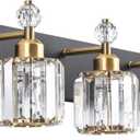 PRESDE Crystal 3 Light Bathroom Vanity Lights Black and Gold Bathroom Lights Fixtures Over Mirror Modern Bath Wall Lighting