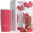 Infusion Pro 32 oz Fruit Infuser Water Bottle with Insulated Sleeve & 50 Recipe Fruit Infusion Water eBook : Bottom Loading, Large Water Infuser for More Flavor : Unique Gift Idea for Women (Tropic Paradise)