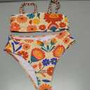 RoseSeek Women's 2 Piece High Waisted Bikini Sets Graphic Wireless Bathing Suit Padded Beach Swimsuits (M)