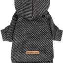 Fitwarm Black Striped Dog Hoodie, Winter Clothes for Small Dogs Boy Girl, Lightweight Pet Hooded Outfit, Black, Silver, XS