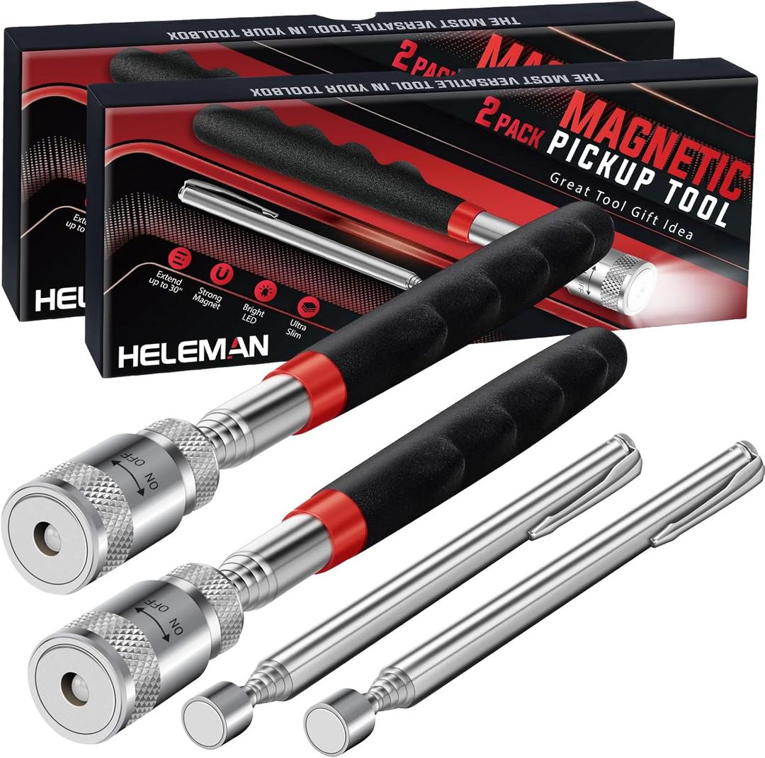 Tools Gifts for Men Stocking Stuffers Christmas - Magnetic Pickup Tool for Mens Gifts LED Telescoping Pick Up Tool Set for Hard to Reach Place Cool Gadgets Birthday Gifts for Dad Women Fathers Husband