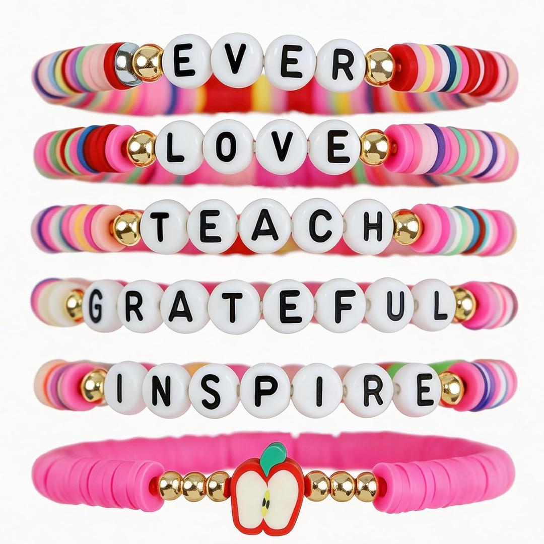 2 x OHOME Teacher Appreciation Gifts - 6 Pack Teacher Appreciation Bracelets | Thank You Teacher Gifts in Bulk,Teacher Outfits Shirts for Women,Teacher Must Haves Supplies