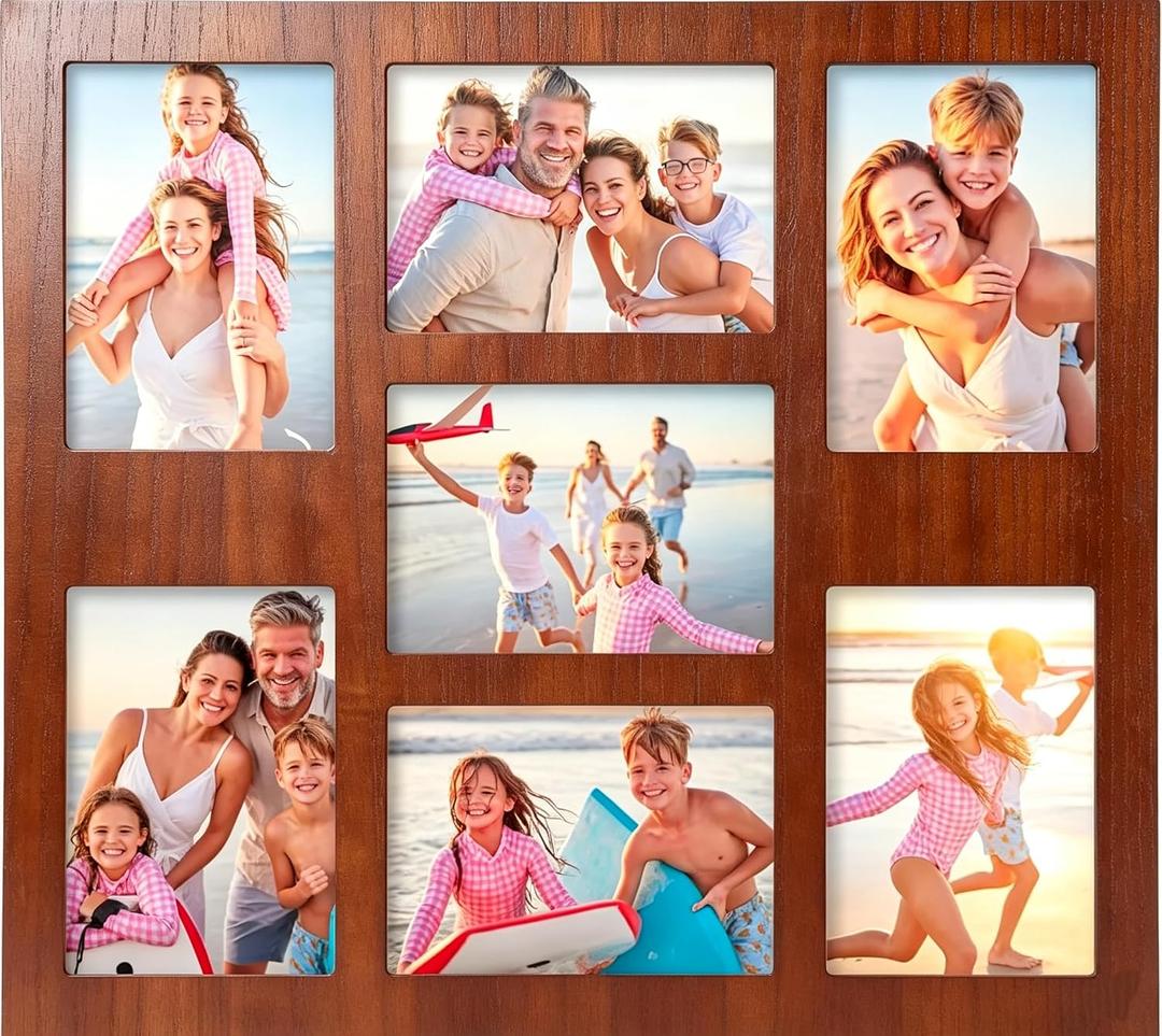 Picture Frame Collage 5x7 Photos Display - 7 Openings Wall Decor