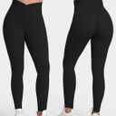 Sunzel Sunlissia Hidden Butt Lifting Scrunch Workout Leggings for Women Crossover High Waist Yoga Pants with Tummy Control (Black)