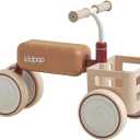 kidpop Toast Baby Walker Convertible Push Rider with Detachable Seat Anti-Tip Tri-Frame & Food-Grade Basket Balance Bike for 10-36 Months (Red)