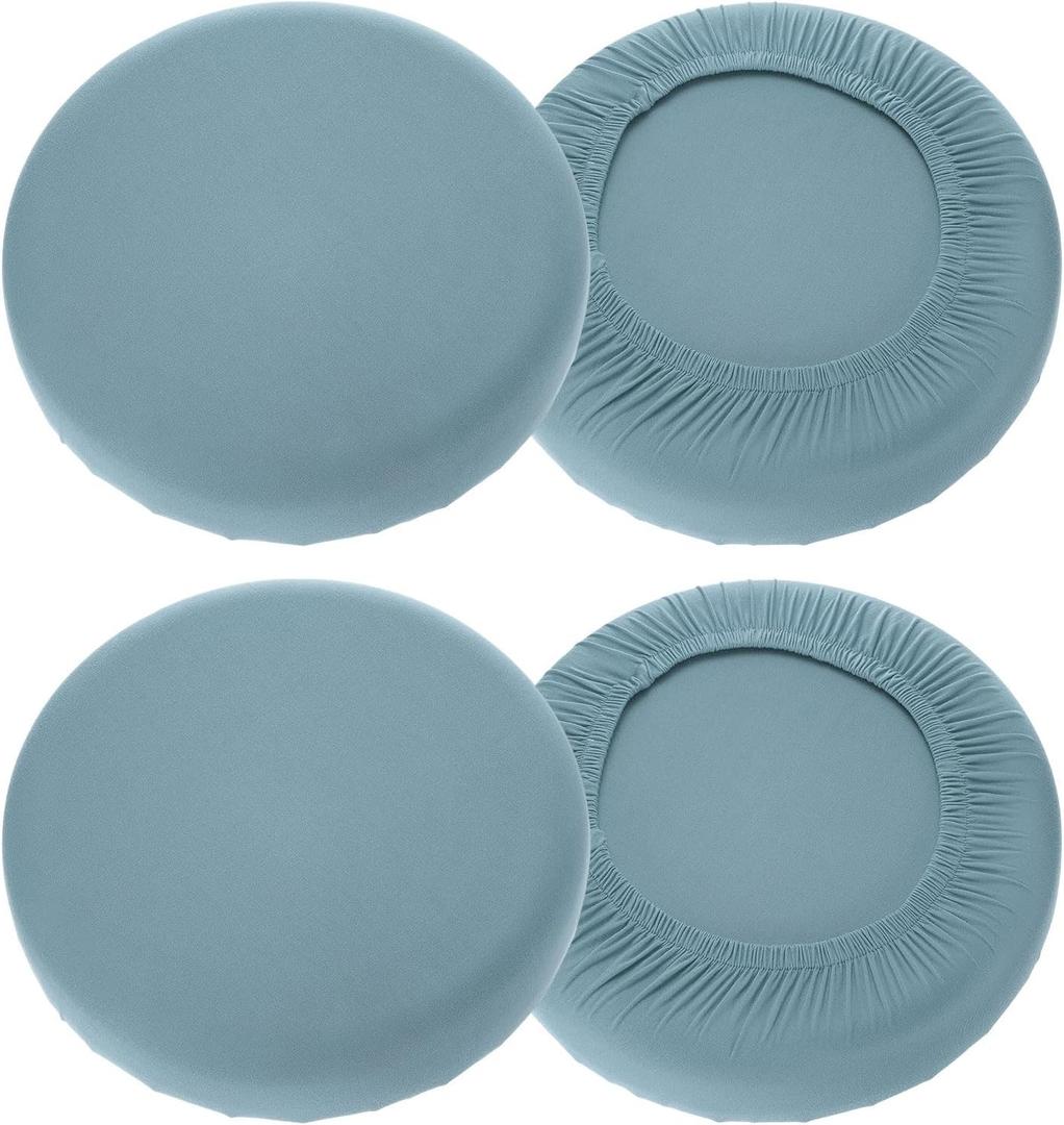 uxcell 4 Pack Stool Covers Round, 16-20 Inch Bar Stool Covers Washable Dustproof Slipcover Seat Cushion with Elastic for Bar Kitchen Living Room Decor, Blue Gray