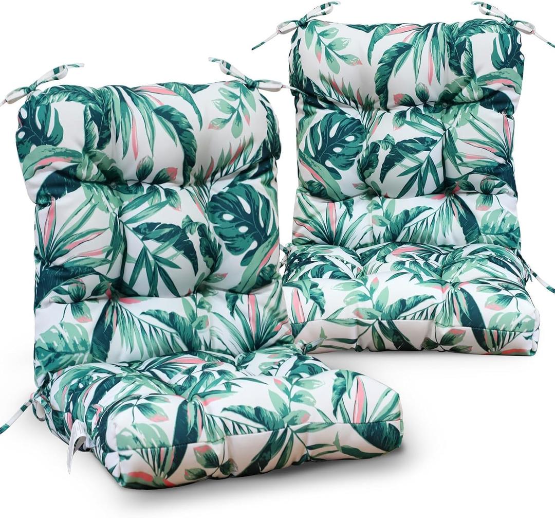 EAGLE PEAK Tufted Outdoor/Indoor Seat/Back Chair Cushions, Set of 2, 42'' x 21'', Tropic Green