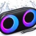 MIATONE Drum Shower Speaker with LED Lights, IPX7 Waterproof Bluetooth Speaker, 15W Loud Sound, Bluetooth 5.3, 24H Playtime, Portable Speaker for Bathroom, Shower, Pool, Beach, Teen Boys Girls Gifts