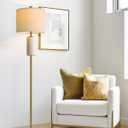 PoKat Antique Gold Ceramic Floor Lamp for Living Room Bedroom, 64" Modern Tall Standing Lamp with Rotary Switch, Traditional Living Room Lamp for Corner, Home Office, Nursery, Warm Gold