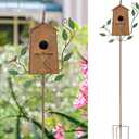 50" Bird Houses for Outside with Pole, Outdoor Metal Birdhouse for Patio, Yard, Garden, Brown