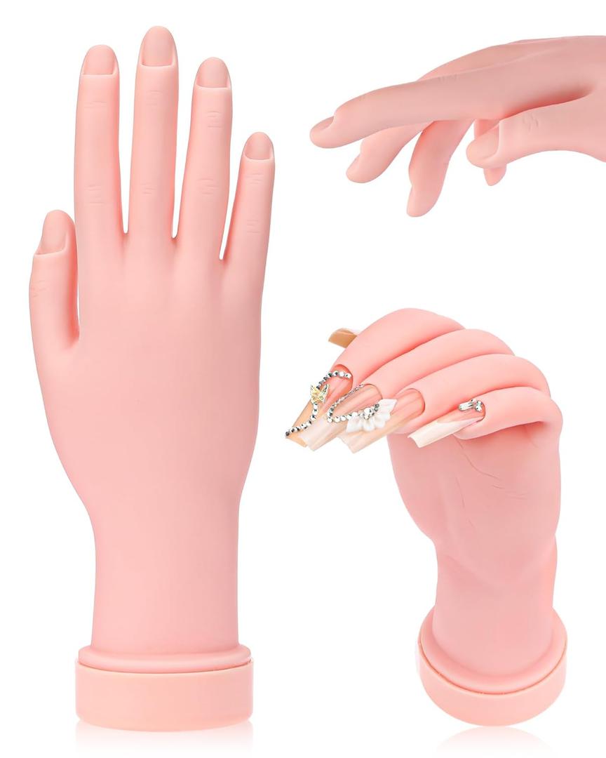 Practice Hand for Acrylic Nails Soft Touch Mannequin Hand for Nails, Flexible and Bendable Fake Hand for Nails for Nail Art Beginners (8.99 x 3.07in)