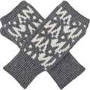 BRUCERIVER Womens Winter Knit Soft Fingerless Mitten Gloves Geometry Design On Top (Gray)