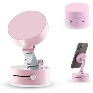 Foldable Magnetic Phone Holder  Double-Sided Suction & Strong Magnet Mount for All Smartphones, Hands-Free Stand for Car, Desk, Mirror, Gym & Wall (Pink)