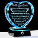 YWHL Bonus Daughter Gifts from Mom Dad Birthday Gifts for Bonus Daughter with Colorful Base Heart Shaped Crystal Keepsake To My Bonus Daughter Stepdaughter Gifts on Christmas Graduation Valentine's