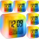 Landical 6 Pcs Digital Alarm Clocks with 7 Color Changing Night Light, Battery Operated Small Alarm Clock for Bedroom, Bedside Cube Clock with Date, Temperature, Night Light Clocks