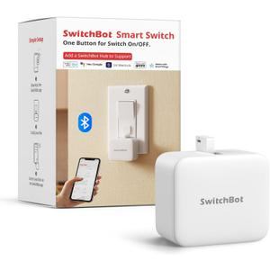 SwitchBot Smart Switch Button Pusher - Bluetooth Fingerbot for Rocker Switch/One-Way Button, Automatic Light Switch, Timer and APP Control, Works with Alexa When Paired with SwitchBot Hub (White)