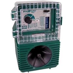 Bird-X BirdXPeller Pro Electronic Bird Preventer Version 1, Sonic Bird Decoy Device, Perfect for Pigeons, Starlings, Sparrows, and Gulls, Covers up to 1 Acre, 3-5 kHz Frequency