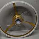 VOLISUN Low Profile Ceiling Fans with Lights and Remote, 20in Flush Mount Ceiling Fans with Light, 3000K-6500K Dimmable Fandelier LED Fan Light, Gold Bladeless Ceiling Fans with Lights for Bedroom