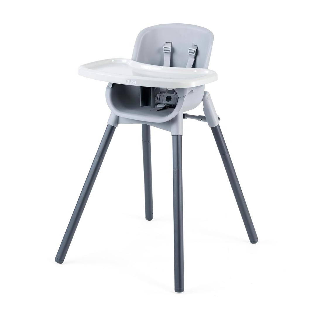 Chicco Zest 4-in-1 Folding High Chair for Babies and Toddlers, Multi-UseSeasalt/Grey, baby chair, BPA-free tray, 5-point harness, up to 60 lbs, wipeable seat
